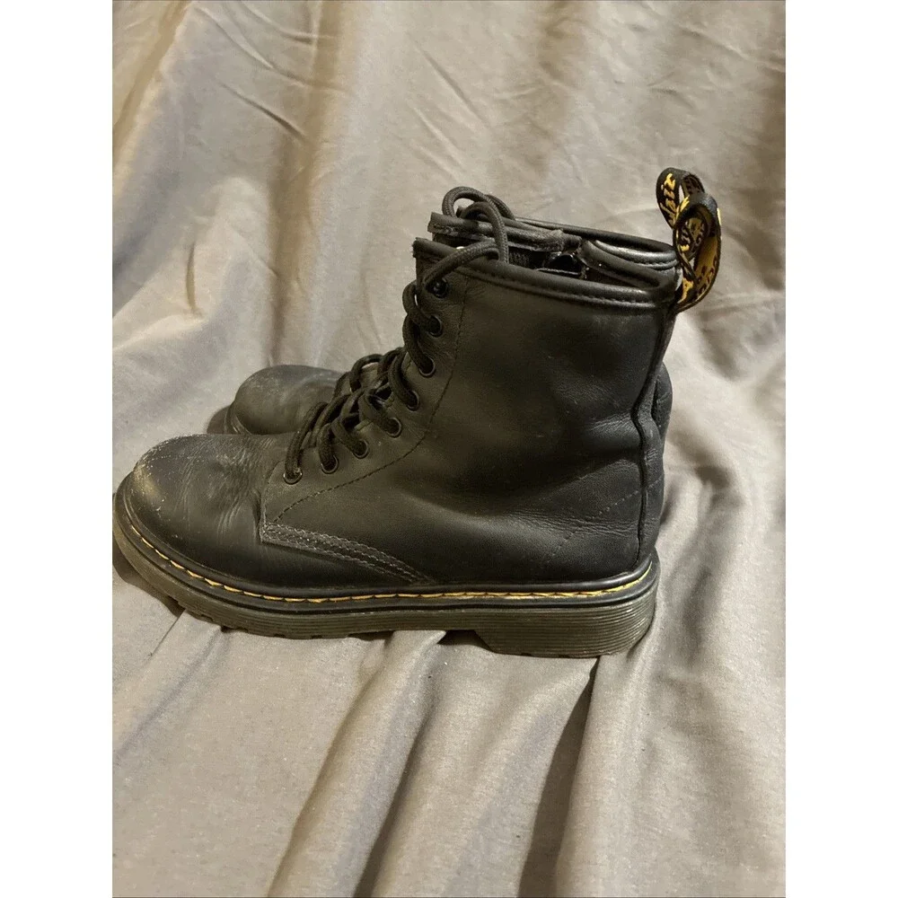 Doc Dr. Martens 1460 J Black Leather Combat Boots W3 | M2 Side Zip